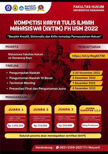 KOMPETISI KARYA TULIS ILMIAH MAHASISWA (KKTIM) FH USM 2022