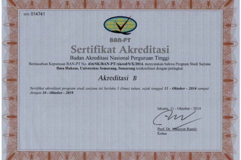 Akreditasi S1 Ilmu Hukum 2014